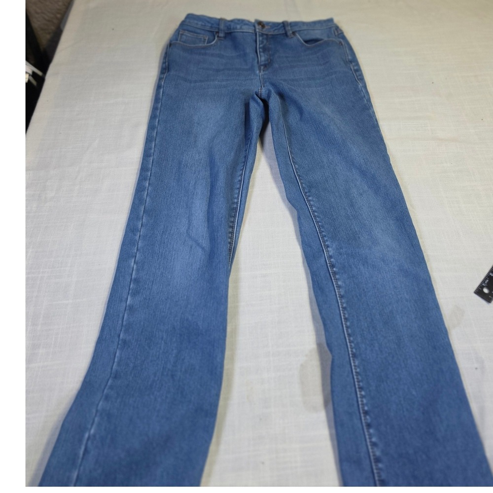 Natural Reflections Fleece Lined Jeans Womens 8 Medium Wash Straight Leg Plaid